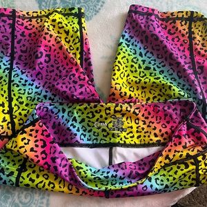 Biker shorts. Rainbow leopard print